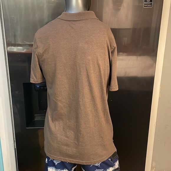 St. John’s Bay brown short sleeve 1/4 button pocketed polo shirt men’s medium - Picture 8 of 11